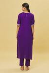 Shop_Samyukta Singhania_Purple Jama Cotton Embroidered Cutdana Straight Kurta Set With Sheer Dupatta _at_Aza_Fashions