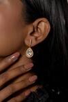 Shop_Osvag India_Gold Plated Diamonds, Stones Tear Drop Shaped Earrings _at_Aza_Fashions