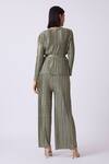 Shop_Scarlet Sage_Gold Solid V Neck Top And Pant Set  _at_Aza_Fashions