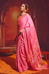 Shop_Paaprika_Pink Silk Handwoven Bandhani Pattern Saree _at_Aza_Fashions