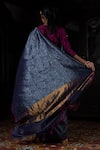 Shop_Kasturi Kundal_Blue Pure Silk Geometric Motifs Akriti Neeli Banarasi Handloom Saree  _at_Aza_Fashions