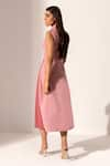 Shop_Kritika Madan Label_Pink Suede Turtle Neck Collar Top And Skirt Set  _at_Aza_Fashions