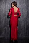 Shop_SHILPI GUPTA_Red Organza, Satin Beads, Embroidered Pre-draped Saree With Blouse _at_Aza_Fashions