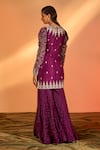 Shop_J by Jannat_Purple Silk Hand Embroidered Floral Round Kurta Sharara Set _at_Aza_Fashions