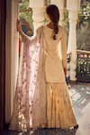 Shop_LASHKARAA_Off White Georgette Embroidery Zari Round Neck Floral Kurta Gharara Set_at_Aza_Fashions