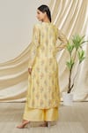Shop_Peenacolada_Yellow Chanderi Tassels Keyhole Neck Resham Embroidered Kurta And Pant Set _at_Aza_Fashions