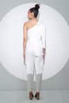 Shop_Pocketful Of Cherrie_White Crepe Plain One Shoulder Notched Asymmetric Panelled Jumpsuit _at_Aza_Fashions