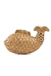 Shop_Crystal Craft_Gold Embellished Alluring Alevin Fish Shaped Clutch_at_Aza_Fashions