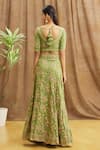 Shop_Samyukta Singhania_Green Blouse And Lehenga Silk Embroidered Sequin V Set With Scalloped Dupatta _at_Aza_Fashions