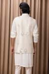 Shop_Ankit V Kapoor_Cream Raw Silk Embroidery Mirror Haseeb Bundi And Kurta Set _at_Aza_Fashions