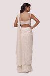 Shop_Onaya_Off White Georgette Chikan Embroidery Pre-stitched Saree With Strappy Blouse_at_Aza_Fashions