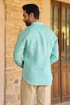 Shop_Raw & Rustic By Niti Bothra_Green Linen Embroidery Solid Handcrafted Straight Shirt _at_Aza_Fashions