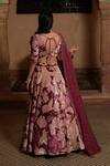 Shop Ruhr India Maroon Organza, Silk Velvet, Lining Taffeta Floral Hand Embroidered Lehenga Set at Aza Fashions Shop_Ruhr India_Maroon Organza, Silk Velvet, Lining Taffeta Floral Hand Embroidered Lehenga Set _at_Aza_Fashions