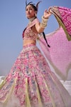Shop_The Royaleum_Green Silk, Crepe Sequins, Beads Hand Embroidered Blouse Bridal Lehenga Set _at_Aza_Fashions