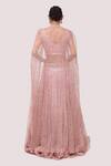 Shop_Onaya_Pink Lycra Embroidered Sequin V Neck Jacket Lehenga Set _at_Aza_Fashions