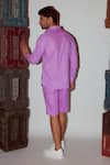 Shop_Nirmooha_Purple Linen Shorts _at_Aza_Fashions