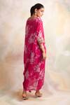 Shop_Palak & Mehak_Pink Crepe Printed Floral Asymmetric Dress _at_Aza_Fashions