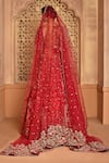 Shop_Kalighata_Maroon Silk Embroidery V-neck Raw Floral Bridal Lehenga Set _at_Aza_Fashions