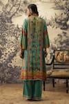 Shop_Kalista_Green Crepe Printed And Embroidered Floral V Collar Riah A-line Kurta Set _at_Aza_Fashions