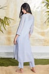 Shop_Tatwa_Blue Handloom Cotton, Viscose Embroidery Round Neck Placement Kurta And Pant Set _at_Aza_Fashions