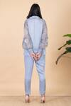 Shop Chambray & CO. Grey Silk Embroidery Collared Iza Shirt And Pant Set at Aza Fashions Shop_Chambray & CO._Grey Silk Embroidery Collared Iza Shirt And Pant Set _at_Aza_Fashions