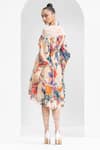 Mandira Wirk_Ivory Lurex Cotton - Chantley Printed Garden Collared Neck Dress_Online_at_Aza_Fashions