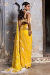 Nitika Gujral_Yellow Chiffon, Satin, Organza Sequins, Crystals, Embroidered Saree With Blouse _Online_at_Aza_Fashions