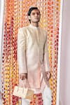 Buy_BUBBER COUTURE_Multi Color Chaniya Silk Sherwani Set _at_Aza_Fashions