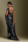 Shop_Two Sisters By Gyans_Black Georgette And Satin Sequins Round Embellished Sheeting Saree With Blouse _at_Aza_Fashions