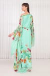 Shop_Mandira Wirk_Multi Color Chiffon Asymmetric Dahlia Bouquet Print Kaftan Dress _at_Aza_Fashions