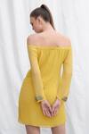 Shop_AMRTA by GUNEET KONDAL_Yellow 100% Georgette And Lining 100% Darner Dragon Fly Dress _at_Aza_Fashions