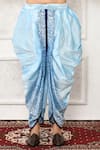 Shop_Arihant Rai Sinha_Blue Dupion Silk Swirl Panelled Pattern Cowl Pant _at_Aza_Fashions