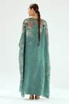 Shop_Rajdeep Ranawat_Green Silk Printed Geometric Straight Aayat Kimono Kaftan _at_Aza_Fashions