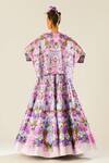 Shop_Rajdeep Ranawat_Purple Dupion Printed Flower V Neck Leela Lehenga And Poncho Set  _at_Aza_Fashions