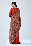 Shop_Sejal Kamdar_Red German Satin Printed And Hand Embroidered Ajrakh Draped Saree Gown _at_Aza_Fashions