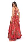 Shop_Vana Ethnics_Red Viscose And Embroidery Floral One Shoulder Blouse & Lehenga Set For Kids_at_Aza_Fashions