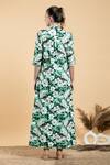 Shop_Divi By Sonal Khandelwal_Green Cotton Collared Wild Apple Print Long Shirt And Pant Set _at_Aza_Fashions