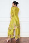 Shop_Sakshi Girri_Green Dupion Silk Printed Floral V A-line Kurta And Palazzo Set  _at_Aza_Fashions