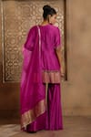 Shop_Omana By Ranjana Bothra_Magenta Cotton, Silk, Organza Gota Patti, Noor Placement Kurta Gharara Set _at_Aza_Fashions