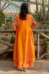 Shop_Kacha Tanka_Orange Dupion Art Silk And Cotton Satin Hand Embroidery Work Jacket Skirt Set _at_Aza_Fashions