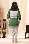 Shop_Littlecheer_Green Modal, Satin Gota Patti Border Kurta Dhoti Pant Set _at_Aza_Fashions