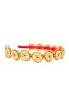 Shop_Foot Fuel_Gold Pearls, Rhinestones Sondarya Kundan Enamelled Hairband _at_Aza_Fashions