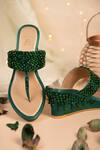 Buy House Of Vian Green Beads, Stones Samara Embroidered Wedges at Aza Fashions Buy_House Of Vian_Green Beads, Stones Samara Embroidered Wedges _at_Aza_Fashions