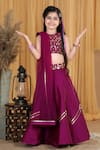 Shop_The Little Celebs_Purple Silk, Crepe, Chiffon Embroidery Blouse Lehenga Set _at_Aza_Fashions