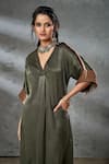 Buy Aditi Somani Green Silk Suede Kaftan Tunic Online | Aza Fashions