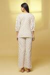 Shop_Kalakaari By Sagarika_White Cotton Embroidery Button-down Neck Floral Print Top And Pant Set _at_Aza_Fashions