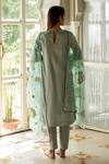 Shop Atelier Shikaarbagh Green Organza, Embroidery V-neck Kurta Pant Set at Aza Fashions Shop_Atelier Shikaarbagh_Green Organza, Embroidery V-neck Kurta Pant Set _at_Aza_Fashions
