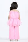 Shop_The little celebs_Pink Organza Embellished Stone Work Ruffle Layered Top And Pant Set _at_Aza_Fashions