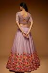 Shop_Neeta Lulla_Purple Organza, Tulle Embroidery, Pearls, Placement Floral Bloom Lehenga Set _at_Aza_Fashions