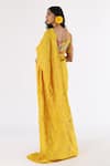 Shop_Nakita Singh_Yellow Satin Silk Embroidered Thread And Sequin Work Saree & Blouse Set _at_Aza_Fashions